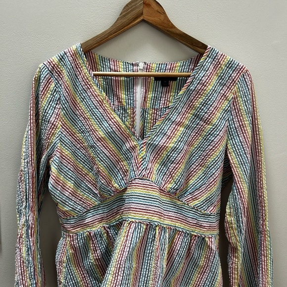 J. Crew rainbow seersucker peplum top - Picture 1 of 5